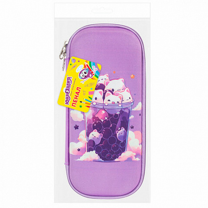 Пенал ЮНЛАНДИЯ, 1 отделение, карман, полиэстер/EVA, 22х10х5 см, "Bubble tea", 273190
