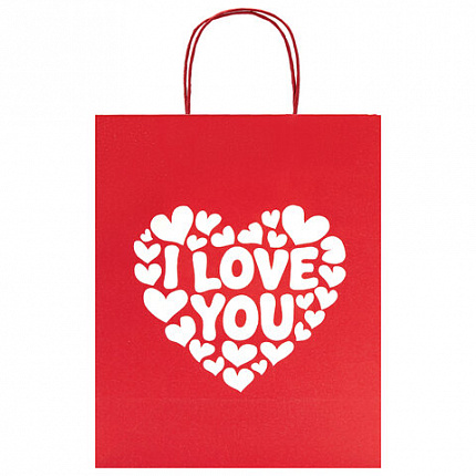 Пакет подарочный (1 штука) 26х13х32 см (L) "Love Story", ассорти, крафт, ЗОЛОТАЯ СКАЗКА, 700821