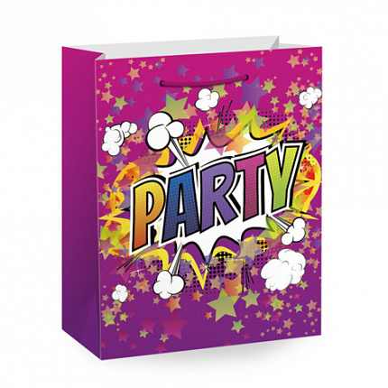 Пакет подарочный (1 штука) 26х13х32 см (L), "Party Collection", ассорти, глиттер, фольга, ЗОЛОТАЯ СКАЗКА, 700817