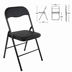 Стулья складные BRABIX "Golf CF-007", КОМПЛЕКТ 4 шт., черный каркас, кожзам черный, 533032