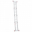 Лестница-трансформер алюминиевая 4х4 ступени, высота 4,5 м (4 секции по 1,2 м) до 150 кг, вес 16,5 кг, НОВАЯ ВЫСОТА, 3320404