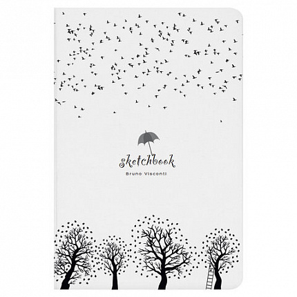 Скетчбук, слоновая кость+черная бумага 80 г/м2, 140х210 мм, 112 л, книжный твердый переплет, "МИКС", 3-555