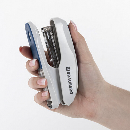 Степлер №24/6, 26/6 BRAUBERG "Extra", до 30 листов, серо-синий, 229087