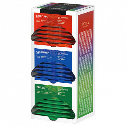 Кофе в дрип-пакетах COFFESSO "WORLD COLLECTION", ассорти 3 вкуса, НАБОР 30 шт., арабика 100%, 102868