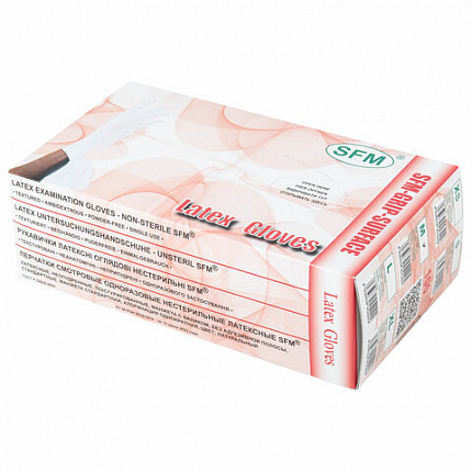 Перчатки латексные смотровые SFM Grip-Surface/ L 254 SC, Германия, 50 пар (100 штук), размер 7-8, М (средний)