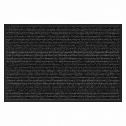 Коврик придверный 60х90 см, ЧЕРНЫЙ, влаго-грязезащитный, 450 г/м2, ребристый, PRIMILA (ПРИМИЛА) EXTRA, 701029