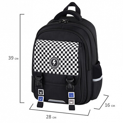 Рюкзак BRAUBERG SNAP, 2 отделения, 3 кармана, "Stylish checks", 39х28х16 см, 273130