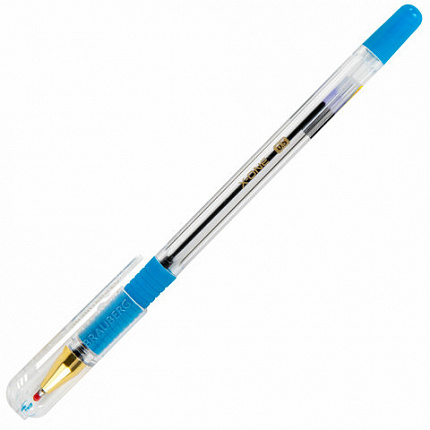 Ручка шариковая с грипом BRAUBERG "X-ONE", СИНЯЯ, корпус прозрачный, узел 0,5 мм, линия письма 0,35 мм, 143985