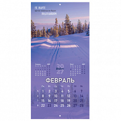 Календарь настенный перекидной 2027 г., BRAUBERG, 12 листов, 28,5х57 см, "Времена года", 118416