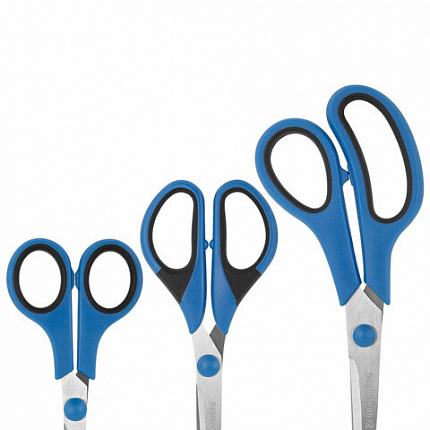 Ножницы BRAUBERG "UNIVERSAL" 3 шт. (140, 170, 210 мм), черно-синие ручки, ВЫГОДНАЯ УПАКОВКА, 272978