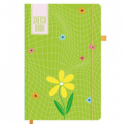 Скетчбук, белая бумага 140 г/м2, 130х210 мм, 80 л., софт-тач, резинка, BRAUBERG ART CLASSIC, "Green mood", 117778