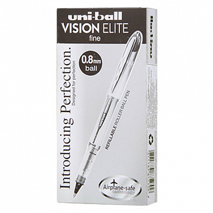 Ручка-роллер UNI-BALL (Япония) "Vision Elite", СИНЯЯ, узел 0,8 мм, линия письма 0,6 мм, UB-200(08)BLUE