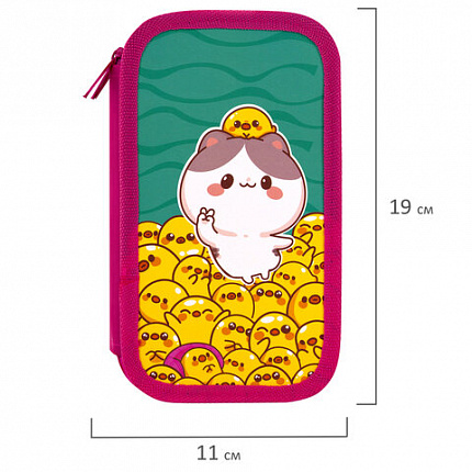 Пенал ЮНЛАНДИЯ, 3 отделения, картон с эффектом soft-touch, 19х11 см, "Duck tales", 273500