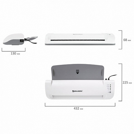 Ламинатор BRAUBERG SILVER MAX A3, толщина пленки 60-200 мкм, скорость 32 см/мин., 532626