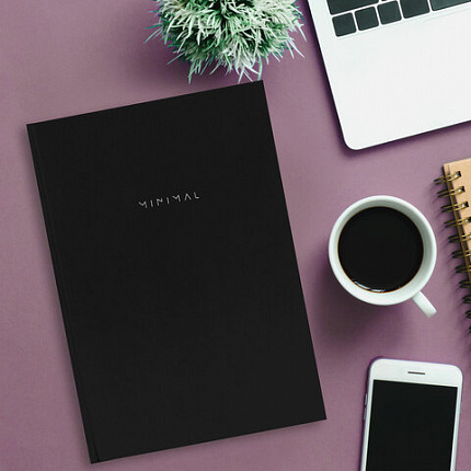 Блокнот БОЛЬШОЙ ФОРМАТ 200х290 мм, А4, 80 л., твердый, клетка, BRAUBERG "Minimal", черный, 116432