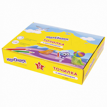 Точилка ЮНЛАНДИЯ "Морской котик", с контейнером, пластиковая, корпус ассорти, 228463