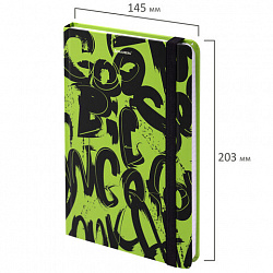 Блокнот с резинкой в клетку 96 л., А5, 145х203 мм, твердая обложка, BRAUBERG, "Calligraphy", 113721