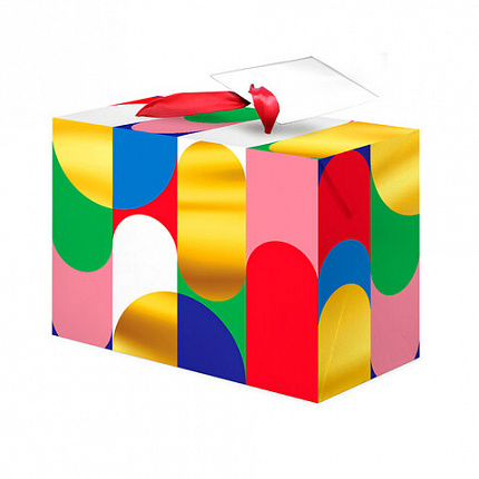 Пакет-коробка подарочный (1 штука) ассорти "Яркий"/ "Королевский Корги", 15х9х11 см, тиснение фольгой, ламинация, 90069, 90073, 90069