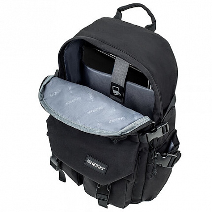Рюкзак HEIKKI FUSION (ХЕЙКИ) универсальный, отд. для ноутбука, карм.-антивор, черный, 43х30х14 см, 272577