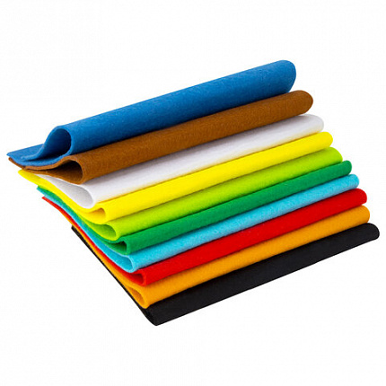 Фетр мягкий утолщенный А4, 2 мм, 10 листов, 10 цветов, плотность 250 г/м2, ОСТРОВ СОКРОВИЩ, 665669