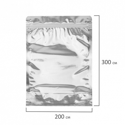 Пакеты дой-пак с замком ZIP LOCK, металлизированная + прозрачная стенка, 200х300 + 50 мм, КОМПЛЕКТ 100 штук, 70 мкм, BRAUBERG, 700687