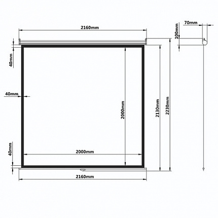 Экран проекционный настенный (200х200 см), матовый, 1:1, BRAUBERG "WALL", 236727