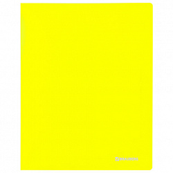 Папка на 2 кольцах BRAUBERG "Neon", 25 мм, внутренний карман, неоновая, желтая, до 170 листов, 0,7 мм, 227457