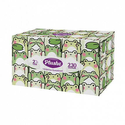 Косметические салфетки 230 штук в картонном боксе 2-слойные Plushe (Плюше), 20х20 см,, 70820