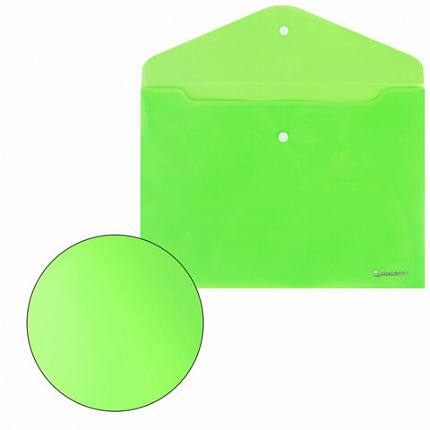 Папка-конверт с кнопкой А4, КОМПЛЕКТ 8 шт., яркие неоновые цвета ассорти, BRAUBERG "NEON", 272871