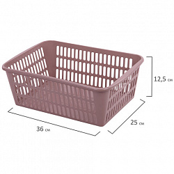 Корзинка 8 литров универсальная, 12,5х25х36 см, для хранения, пластик, ассорти, 333, 433330065