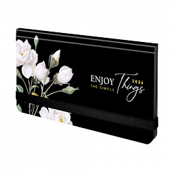 Еженедельник датированный 2026 с резинкой 171х93 мм, BRAUBERG, твердый, УФ-ЛАК, 64 л., "Розы", 117353