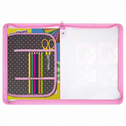 Папка для труда на молнии ЮНЛАНДИЯ А4, 1 отделение, откидная планка, органайзер, "Anime dreamer", 273393