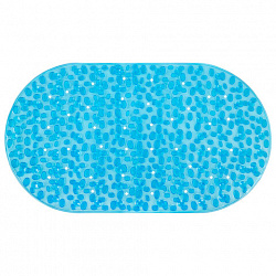 Коврик для ванны противоскользящий 69х40 см, "Камешки", овальный, прозрачно-голубой, ПВХ, PRIMILA (ПРИМИЛА), 700368