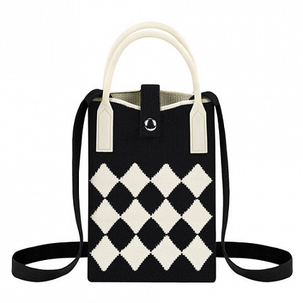 Сумочка-органайзер повседневная HEIKKI KNIT (ХЕЙКИ) кросс боди, вязаная, 17х12х5 см, "Black&White", 273793