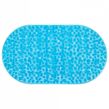 Коврик для ванны противоскользящий 69х40 см, "Камешки", овальный, прозрачно-голубой, ПВХ, PRIMILA (ПРИМИЛА), 700368