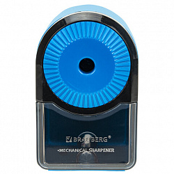 Точилка механическая BRAUBERG ULTRA для чернографитных и цветных карандашей, крепление к столу, цвет корпуса голубой с черным, 271342