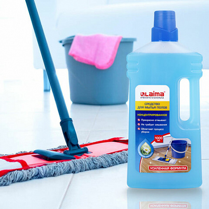Средство для мытья пола 1 л, LAIMA PROFESSIONAL концентрат, "Утренняя свежесть", усиленная формула, 604796
