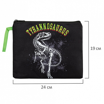 Папка для тетрадей BRAUBERG А5, 1 отделение, полиэстер, на молнии, с ручкой, Tyrannosaur, 272203