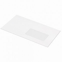 Конверты Е65 (110х220 мм) ПРАВОЕ ОКНО, отрывная лента, 80 г/м2, КОМПЛЕКТ 1000 шт., 41391