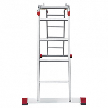 Лестница-трансформер алюминиевая 4х4 ступени, высота 4,5 м (4 секции по 1,2 м) до 150 кг, вес 16,5 кг, НОВАЯ ВЫСОТА, 3320404
