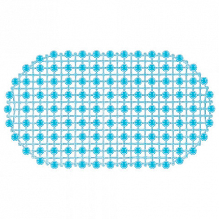 Коврик для ванны противоскользящий 68х39 см, "Молекулы", овальный, голубой, ПВХ, PRIMILA (ПРИМИЛА), 700388