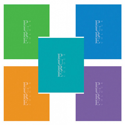 Тетрадь А5, 48 л. HATBER-ECO скоба, офсет №2 ЭКОНОМ, линия, обложка картон, PUREcolour (микс), 092116, 48Т5C2