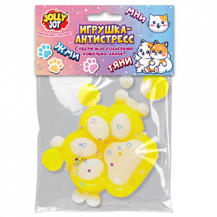 Игрушка-антистресс "ДВУХЦВЕТНАЯ КОШАЧЬЯ ЛАПКА С ПОМПОНАМИ", 7х6 см, ассорти 4 вида, дисплей, JOLLY JOT (ДЖОЛЛИ ДЖОТ), 665768
