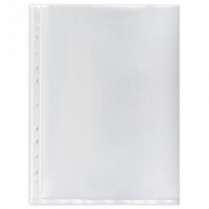 Папки-файлы перфорированные А4+ BRAUBERG, КОМПЛЕКТ 50 шт., гладкие, СВЕРХПРОЧНЫЕ, 110 мкм, 222159