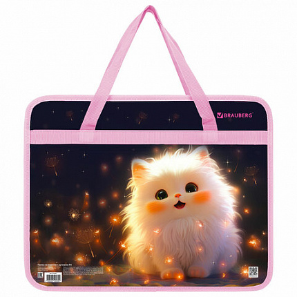 Папка на молнии с ручками BRAUBERG А4, 1 отделение, пластик, 80 мм, "Tiny beauty", 273367