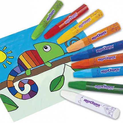 Восковые мелки утолщенные на масляной основе ЮНЛАНДИЯ "ДОМИКИ", 24 цвета, 273091