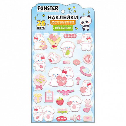 Наклейки объемные "Яркий микс", 19х13,5 см, ассорти 12 видов, FUNSTER (ФАНСТЕР), 666087