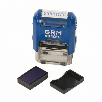Штамп стандартный "ОПЛАЧЕНО", оттиск 26х9 мм синий, GRM 4910 Р3, 110491010