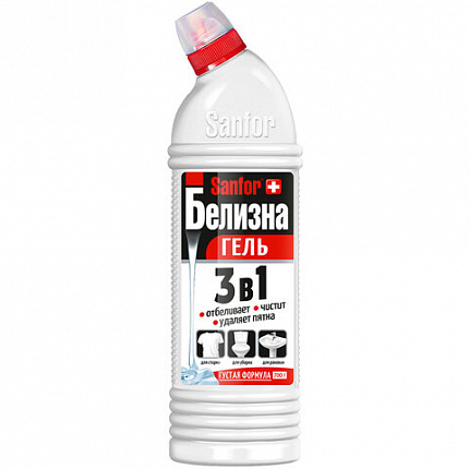 Средство для отбеливания и чистки тканей 700 г, "Белизна" SANFOR 3 в 1 (Санфор 3 в 1), гель, 1966