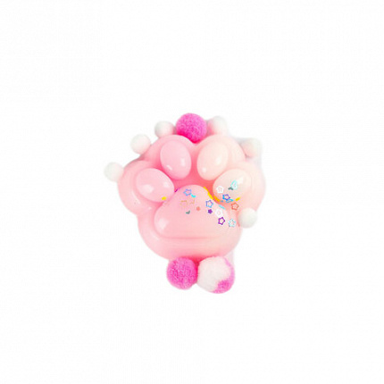 Игрушка-антистресс "ЦВЕТНАЯ КОШАЧЬЯ ЛАПКА С ПОМПОНАМИ", 7х6 см, ассорти 4 вида, дисплей, JOLLY JOT (ДЖОЛЛИ ДЖОТ), 665770